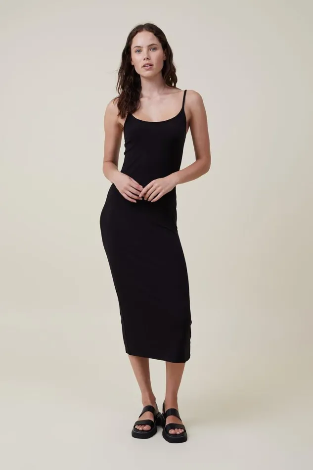 Cotton On Dresses Staple 90S Slip Maxi Dress Black 8211 Women
