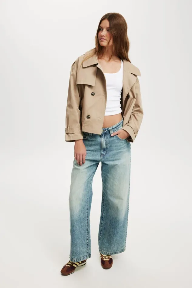 Cotton On Jackets Cropped Trench Jacket Tan 8211 Women