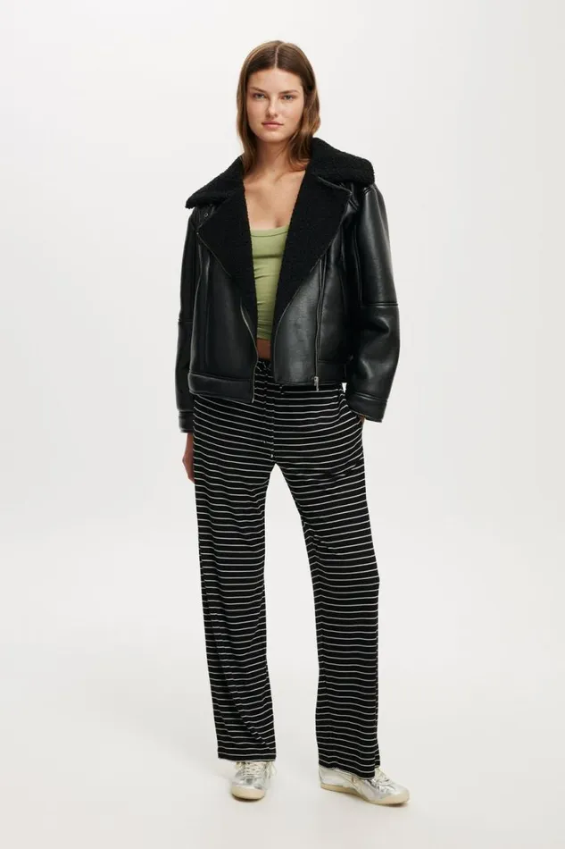 Cotton On Jackets Dakota Faux Leather Aviator Black 8211 Women