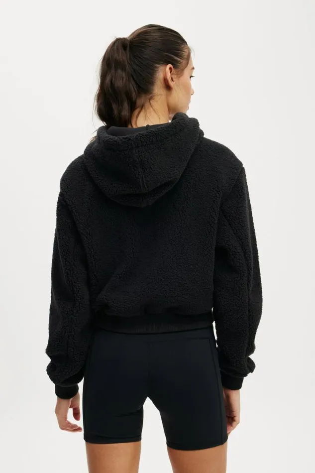 Cotton On Jackets Hooded Sherpa Zip Through Jacket Black 8211 Women