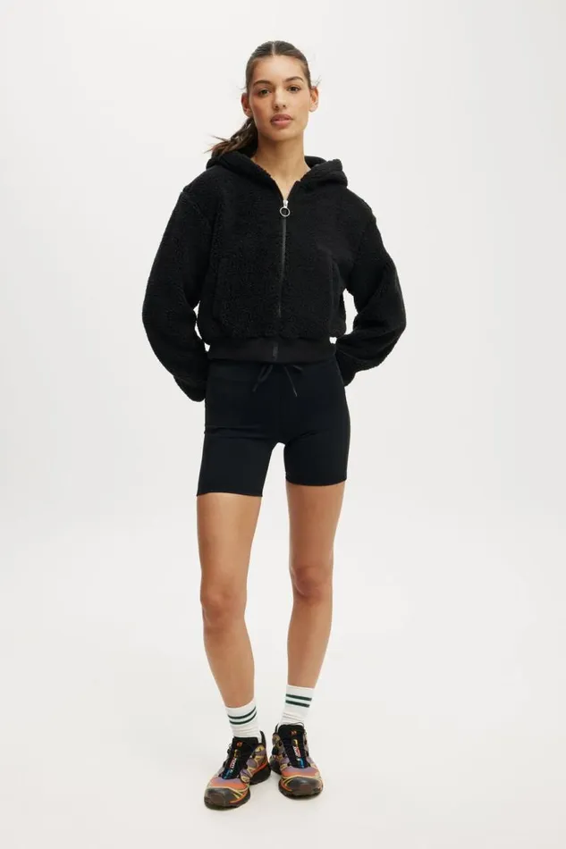 Cotton On Jackets Hooded Sherpa Zip Through Jacket Black 8211 Women