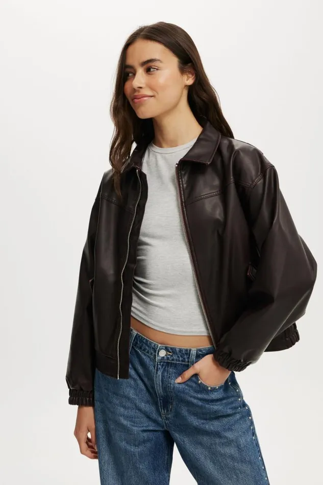 Cotton On Jackets Kai Bomber Jacket Cherry Choc 8211 Women