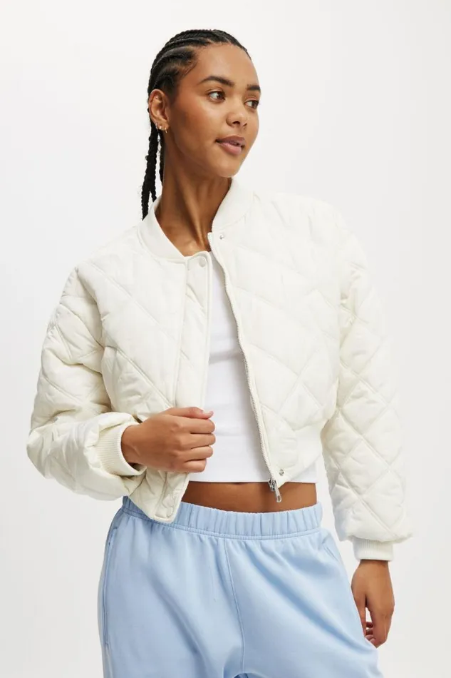 Cotton On Jackets Quilted Rib Bomber Jacket Coconut Milk 8211 Women