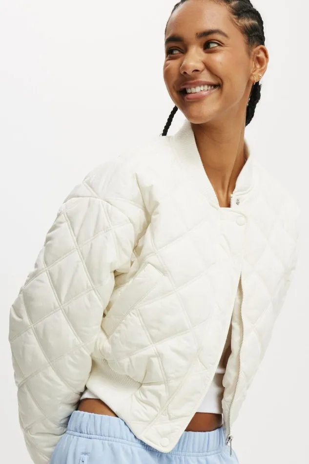 Cotton On Jackets Quilted Rib Bomber Jacket Coconut Milk 8211 Women