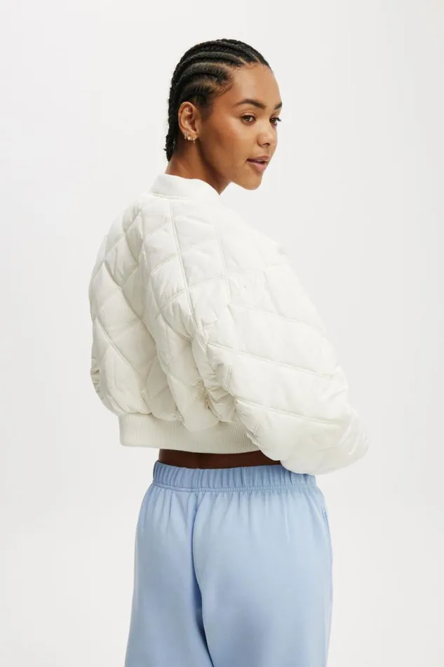 Cotton On Jackets Quilted Rib Bomber Jacket Coconut Milk 8211 Women