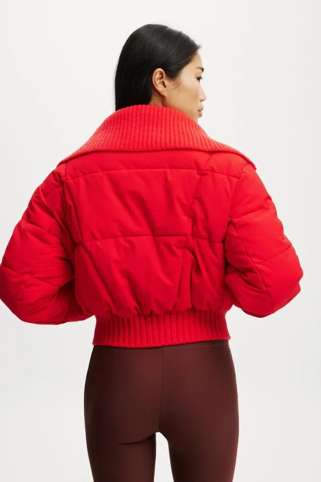 Cotton On Jackets The Mother Puffer Knitted Jacket Raspberry 8211 Women