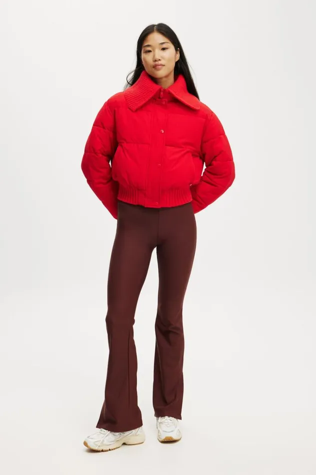 Cotton On Jackets The Mother Puffer Knitted Jacket Raspberry 8211 Women