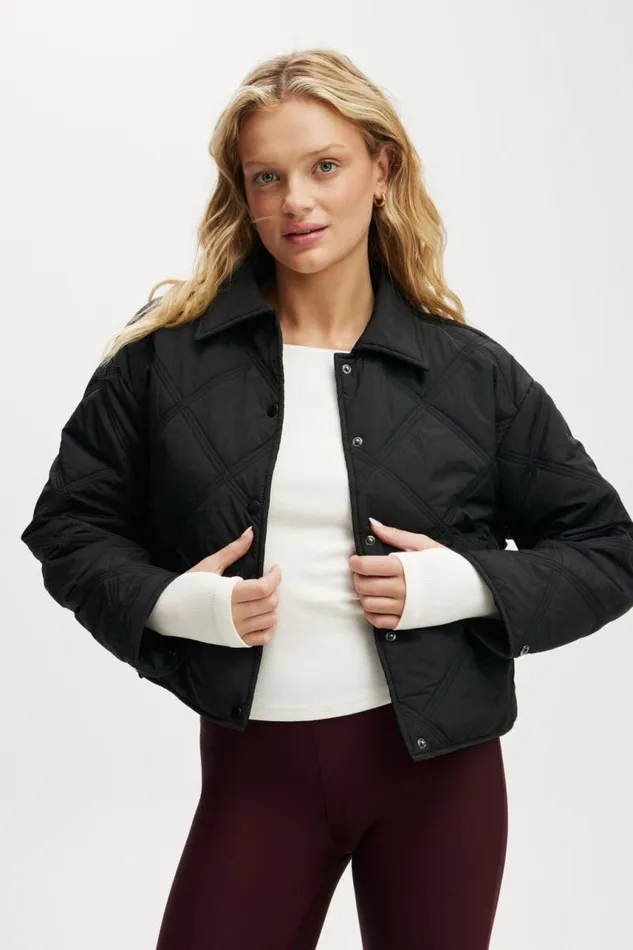 Cotton On Jackets The Mother Puffer Lightweight Quilted Jacket Black 8211 Women