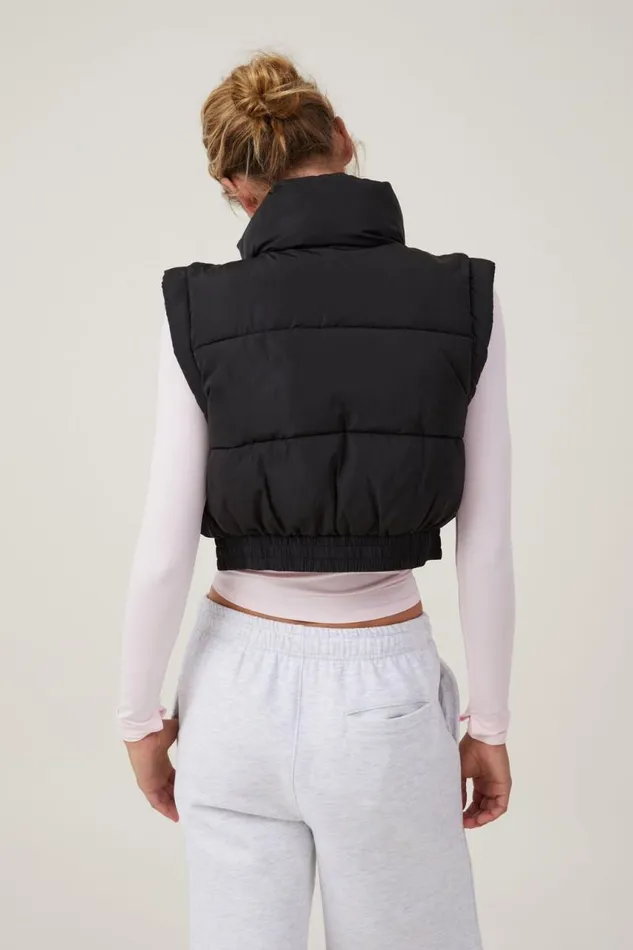 Cotton On Jackets The Mother Puffer Panelled Crop Vest Black 8211 Women