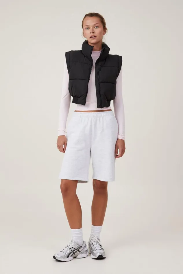 Cotton On Jackets The Mother Puffer Panelled Crop Vest Black 8211 Women