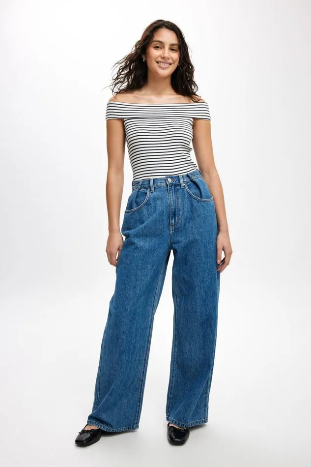 Cotton On Jeans Adjustable Wide Jean Sea Blue 8211 Women