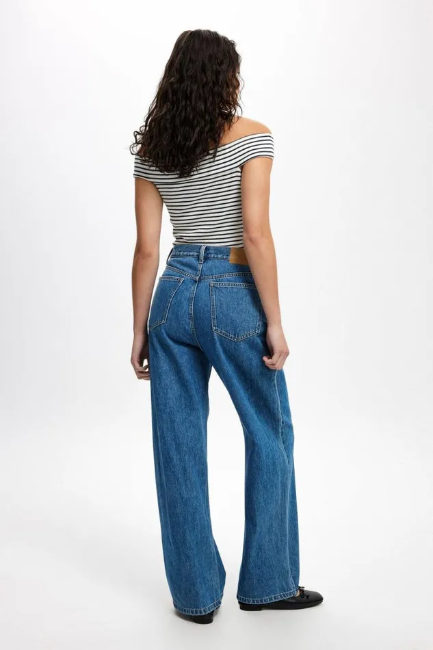 Cotton On Jeans Adjustable Wide Jean Sea Blue 8211 Women Cotton On Jeans Adjustable Wide Jean Sea Blue 8211 Women