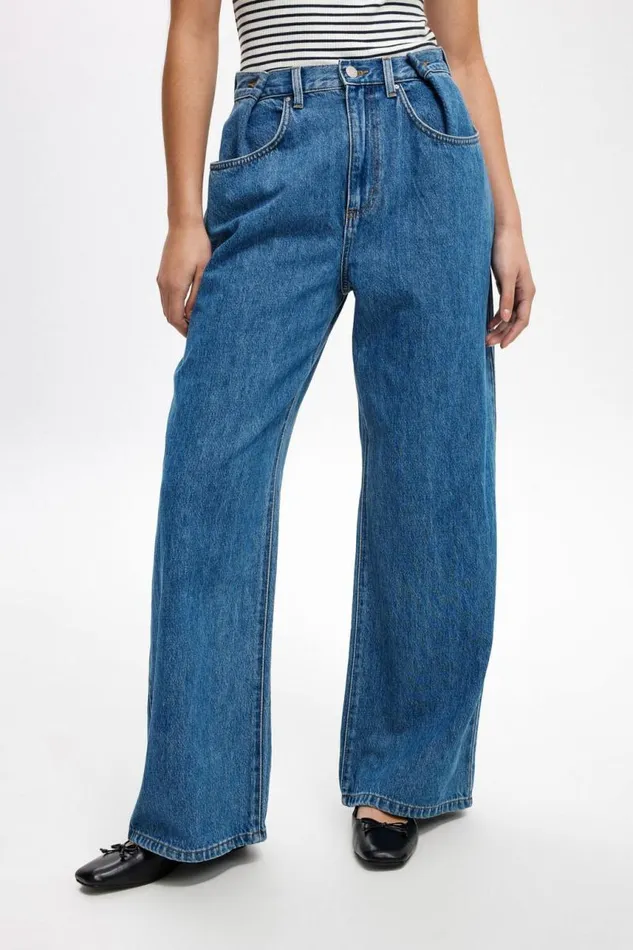 Cotton On Jeans Adjustable Wide Jean Sea Blue 8211 Women Cotton On Jeans Adjustable Wide Jean Sea Blue 8211 Women