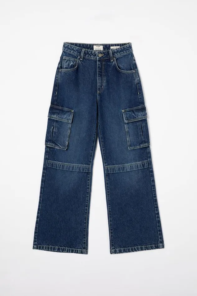 Cotton On Jeans Curvy Cargo Wide Jean Deepwater Blue 8211 Women