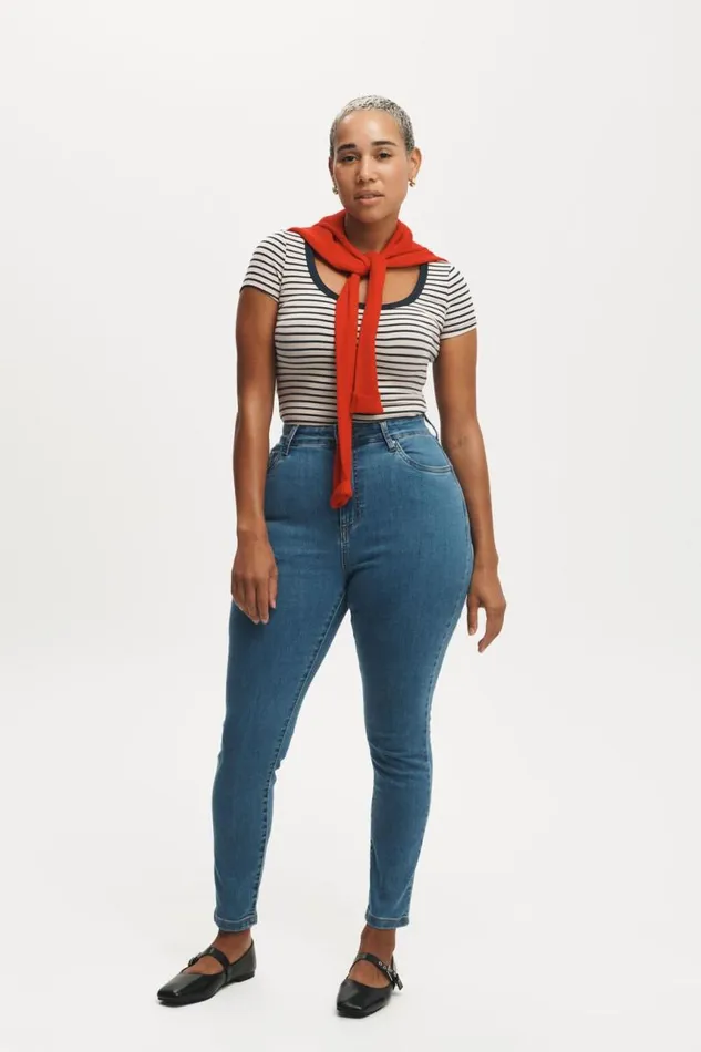 Cotton On Jeans Curvy High Stretch Skinny Jean Sea Blue 8211 Women