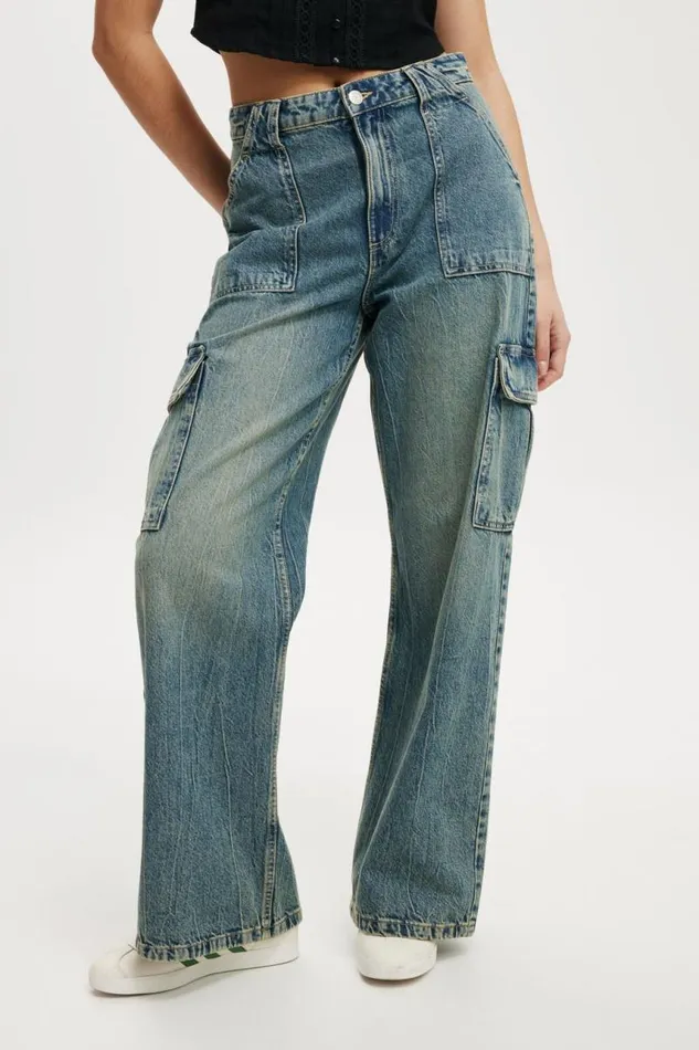 Cotton On Jeans Relaxed Cargo Jean Sahara Blue 8211 Women Cotton On Jeans Relaxed Cargo Jean Sahara Blue 8211 Women