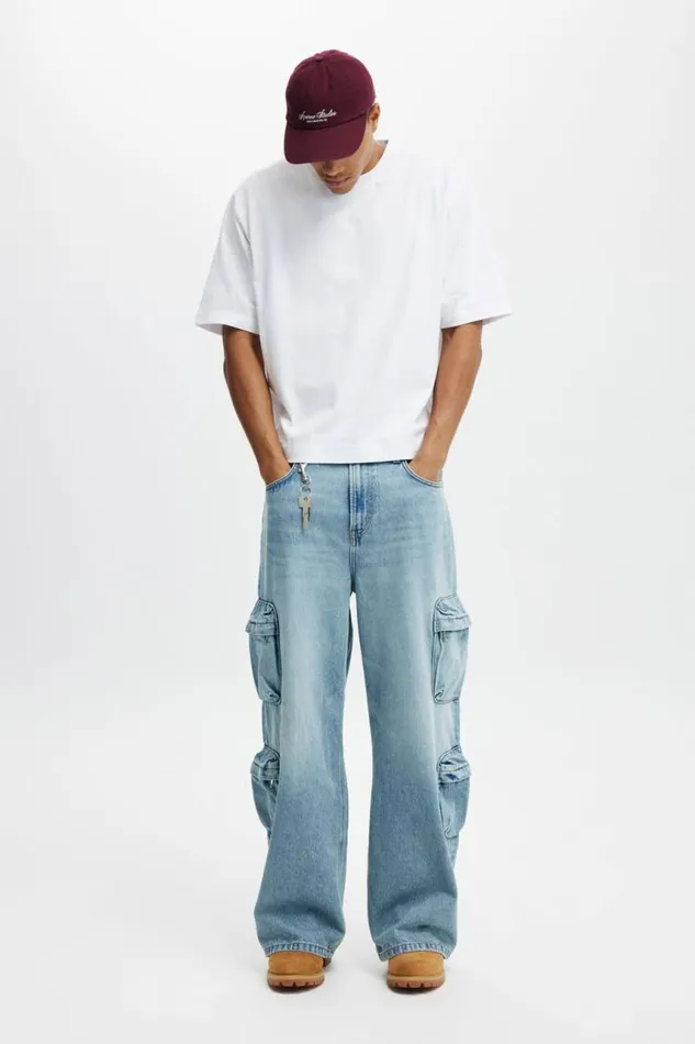 Cotton On Jeans Super Baggy Jean Cargo Casualty Blue 8211 Men