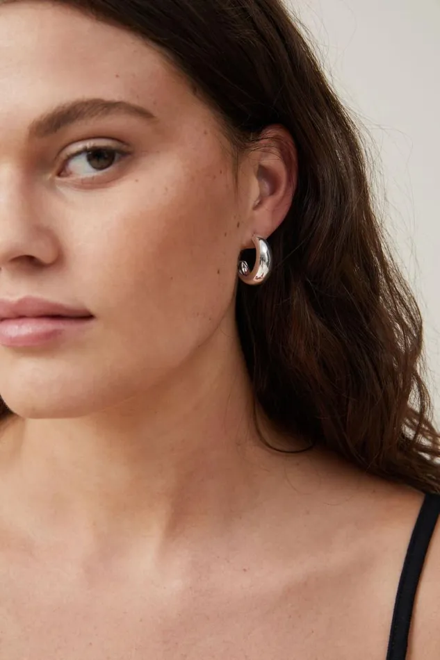 Cotton On Jewelry Large Hoop Earring Silver Plated Tear Drop Hoop 8211 Women