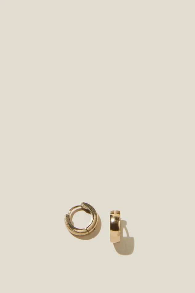 Cotton On Jewelry Waterproof Small Hoop Earring Gold Plated Tube 8211 Women