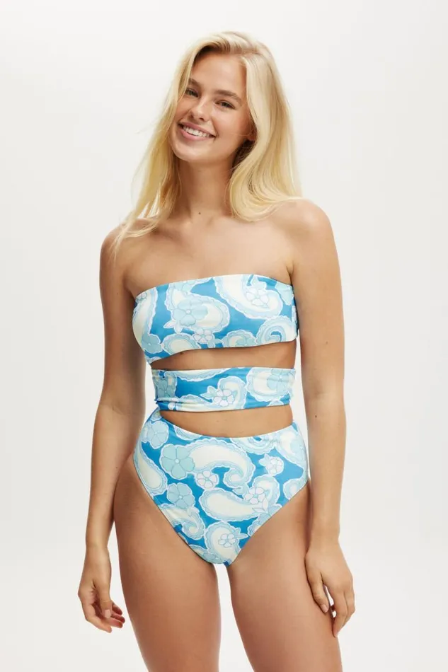 Cotton On OnePieceSwimsuits Cut Out One Piece Cheeky Kendelle Paisley Blue 8211 Women Cotton On OnePieceSwimsuits Cut Out One Piece Cheeky Kendelle Paisley Blue 8211 Women