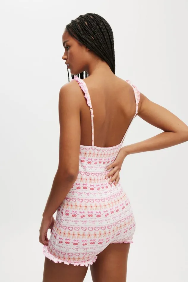 Cotton On Pajamas Rib Ruffle Boyleg Romper Cherrygingy Fair Isle 8211 Women Cotton On Pajamas Rib Ruffle Boyleg Romper Cherrygingy Fair Isle 8211 Women