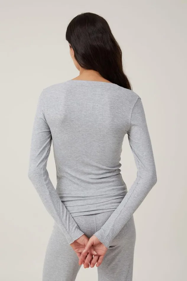 Cotton On Pajamas Sleep Recovery Henley Long Sleeve Grey Marle Rib 8211 Women Cotton On Pajamas Sleep Recovery Henley Long Sleeve Grey Marle Rib 8211 Women