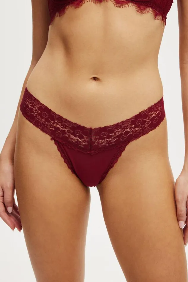 Cotton On Panties Everyday Lace Comfy G String Deep Red 8211 Women