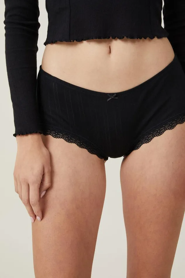 Cotton On Panties Organic Cotton Lace Boyshort Brief Black Pointelle 8211 Women Cotton On Panties Organic Cotton Lace Boyshort Brief Black Pointelle 8211 Women