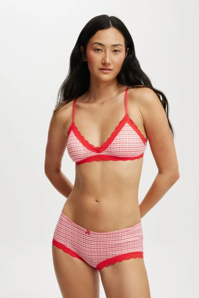 Cotton On Panties Organic Cotton Lace Boyshort Brief Lola Check Redpink 8211 Women Cotton On Panties Organic Cotton Lace Boyshort Brief Lola Check Redpink 8211 Women