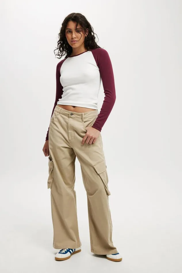Cotton On Pants Cody Baggy Cargo Pant Taupe 8211 Women
