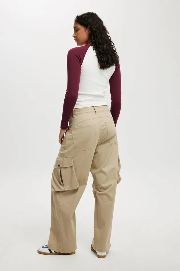 Cotton On Pants Cody Baggy Cargo Pant Taupe 8211 Women