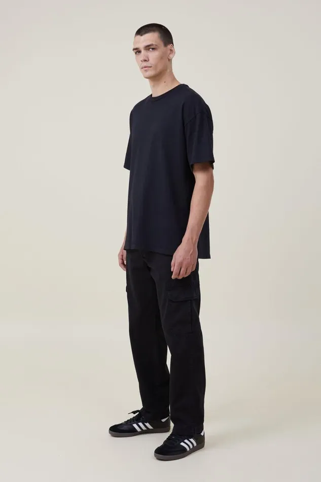 Cotton On Pants Tactical Cargo Pant Jet Black Herringbone 8211 Men