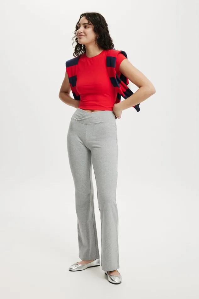 Cotton On Pants VWaist Bella Bootleg Pant Grey Marle 8211 Women