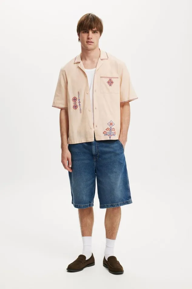 Cotton On Shirts and Polos Cabana Short Sleeve Shirt Orange Art 8211 Men
