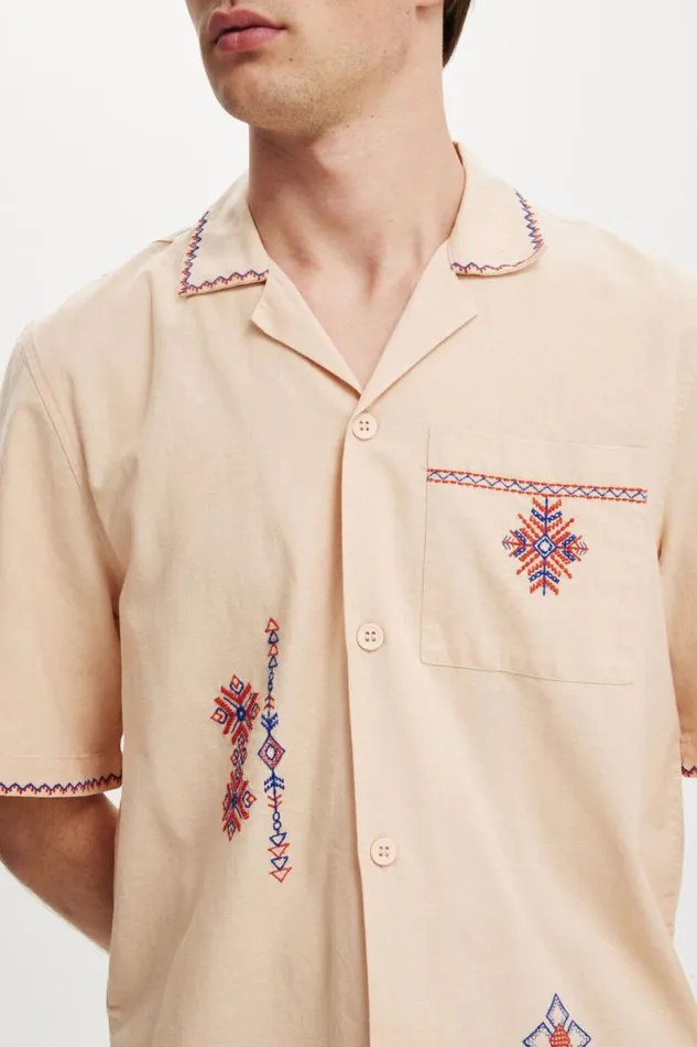 Cotton On Shirts and Polos Cabana Short Sleeve Shirt Orange Art 8211 Men
