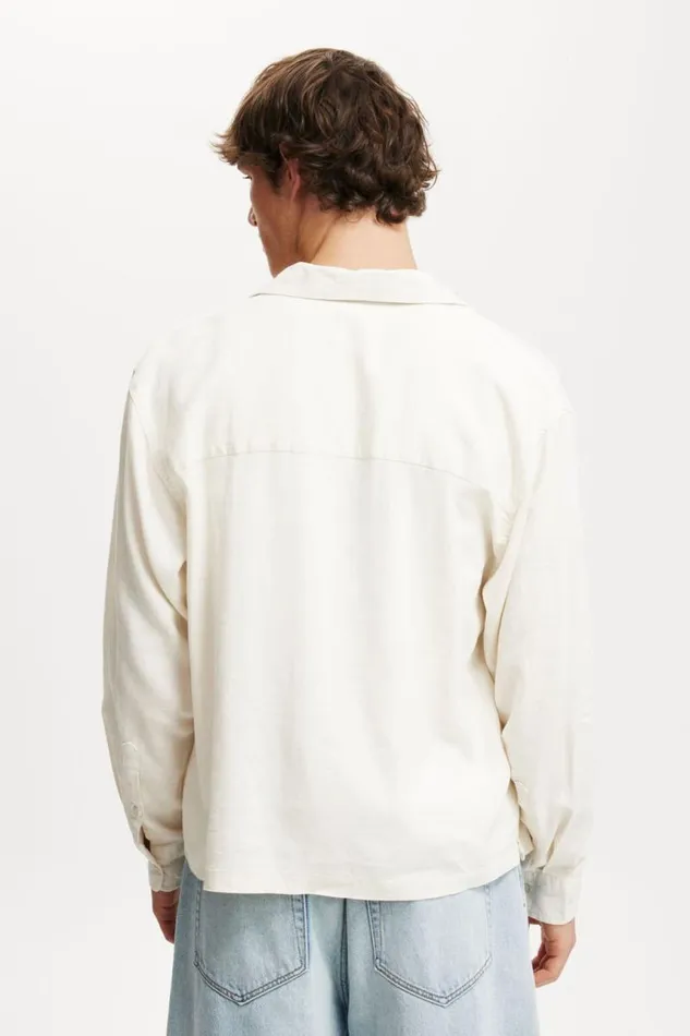 Cotton On Shirts and Polos Old Town Long Sleeve Shirt Ecru 8211 Men