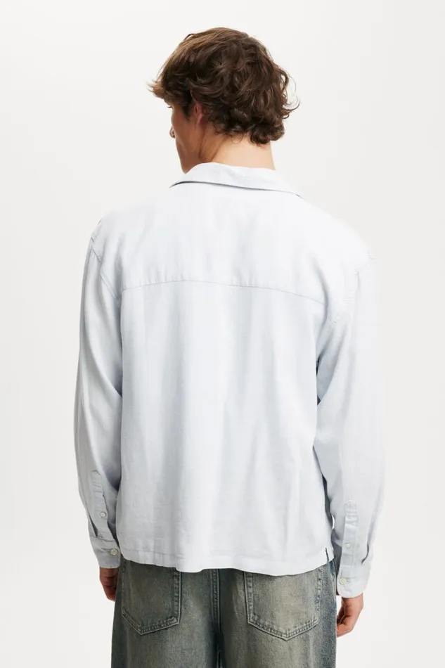 Cotton On Shirts and Polos Old Town Long Sleeve Shirt Sky Blue 8211 Men