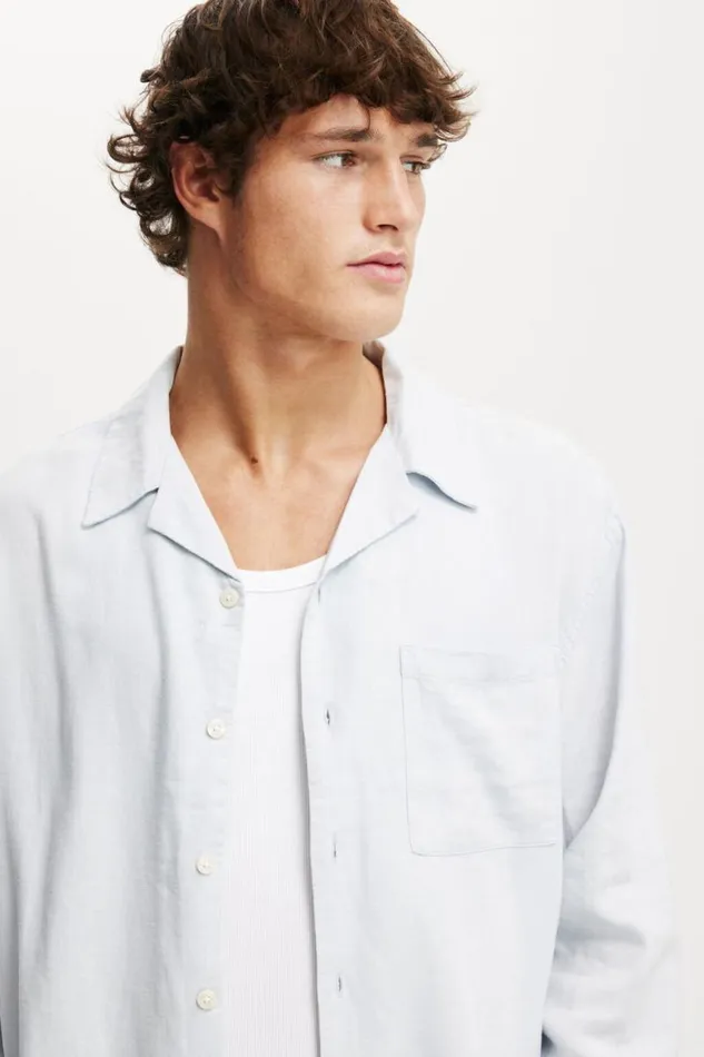 Cotton On Shirts and Polos Old Town Long Sleeve Shirt Sky Blue 8211 Men