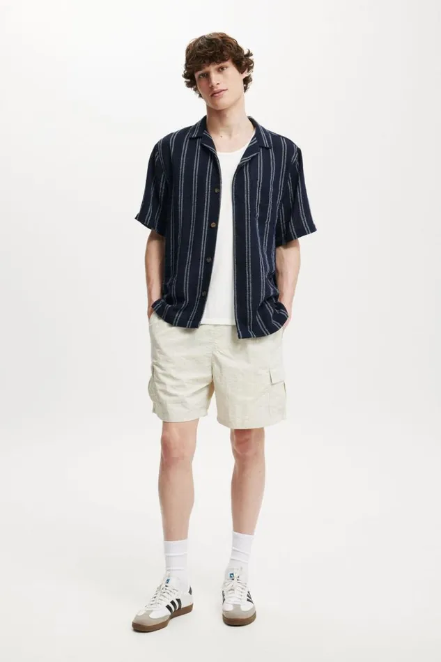 Cotton On Shirts and Polos Palma Short Sleeve Shirt Dark Blue Easy Stripe 8211 Men Cotton On Shirts and Polos Palma Short Sleeve Shirt Dark Blue Easy Stripe 8211 Men