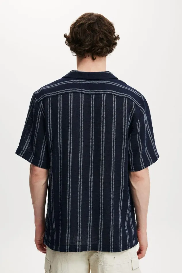 Cotton On Shirts and Polos Palma Short Sleeve Shirt Dark Blue Easy Stripe 8211 Men Cotton On Shirts and Polos Palma Short Sleeve Shirt Dark Blue Easy Stripe 8211 Men