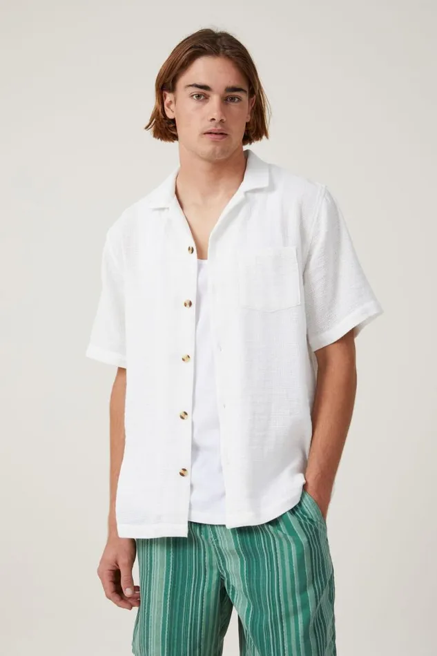 Cotton On Shirts and Polos Palma Short Sleeve Shirt White 8211 Men