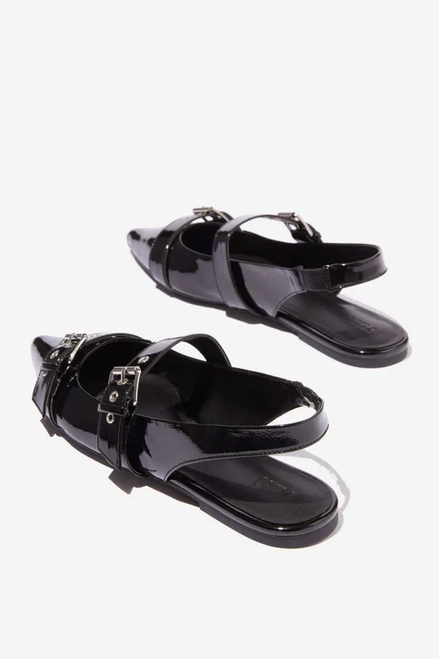 Cotton On ShoesandSlippers Zadie Buckle Slingback Point Black Glossy 8211 Women Cotton On ShoesandSlippers Zadie Buckle Slingback Point Black Glossy 8211 Women