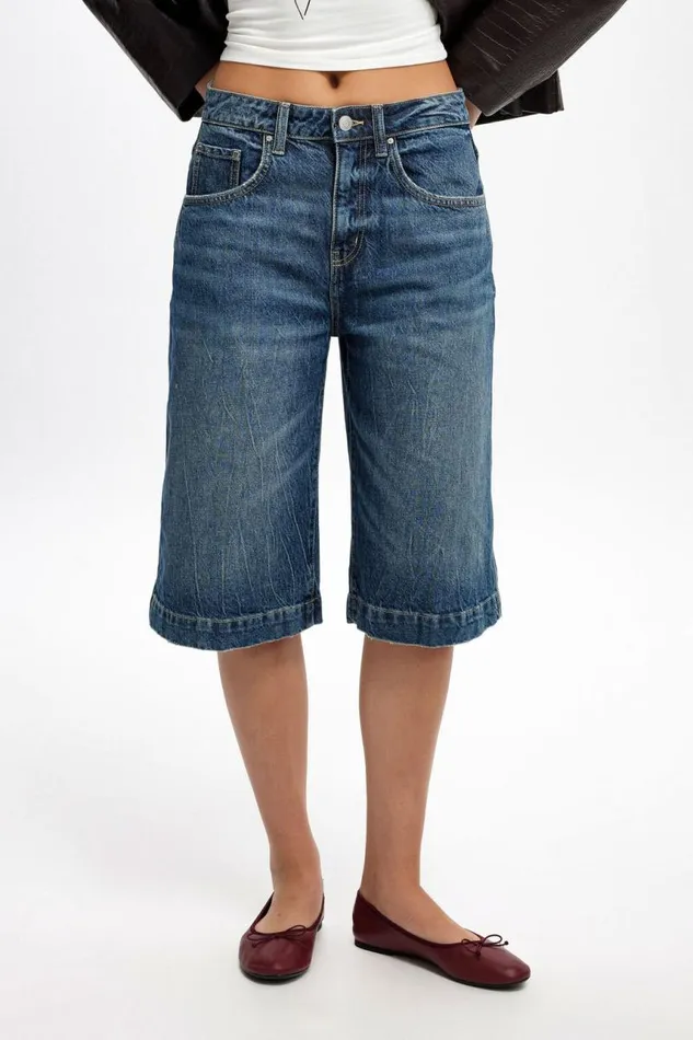 Cotton On Shorts 90 S Baggy Denim Jort Blue Dusk 8211 Women