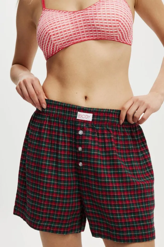 Cotton On Shorts Flannel Boyfriend Boxer Short Chrissy Checkred 8211 Women