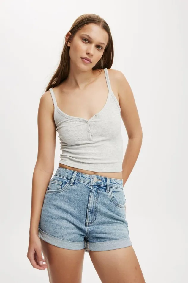 Cotton On Shorts High Rise Classic Stretch Denim Short Bells Blue 8211 Women