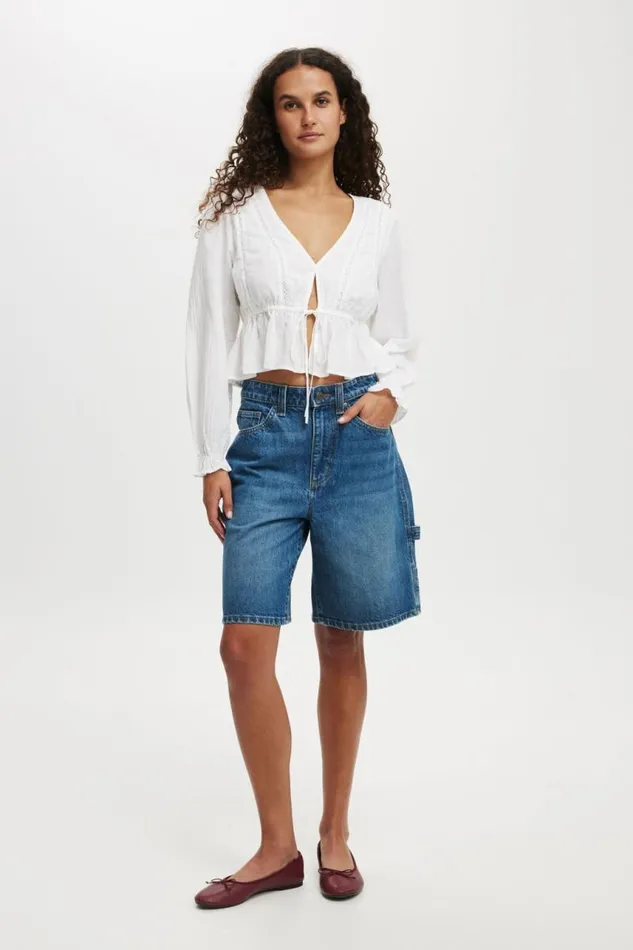 Cotton On Shorts Super Baggy Carpenter Denim Jort King Blue 8211 Women
