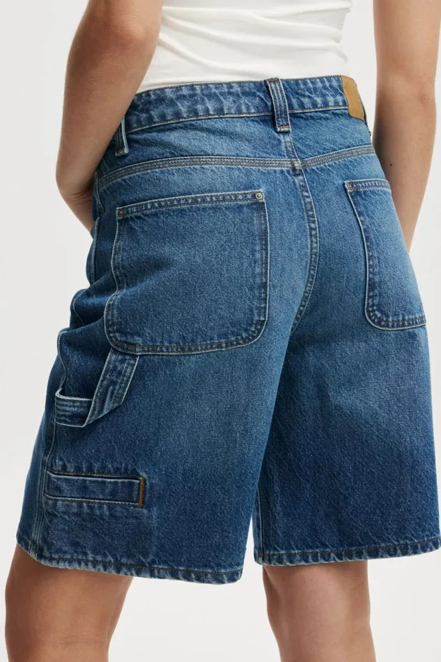 Cotton On Shorts Super Baggy Carpenter Denim Jort King Blue 8211 Women