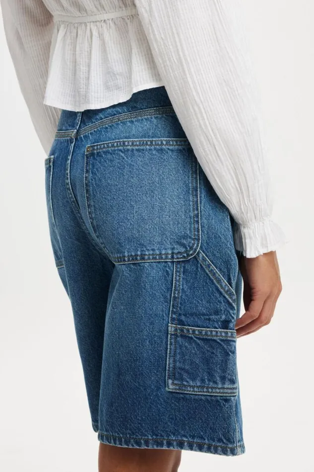 Cotton On Shorts Super Baggy Carpenter Denim Jort King Blue 8211 Women