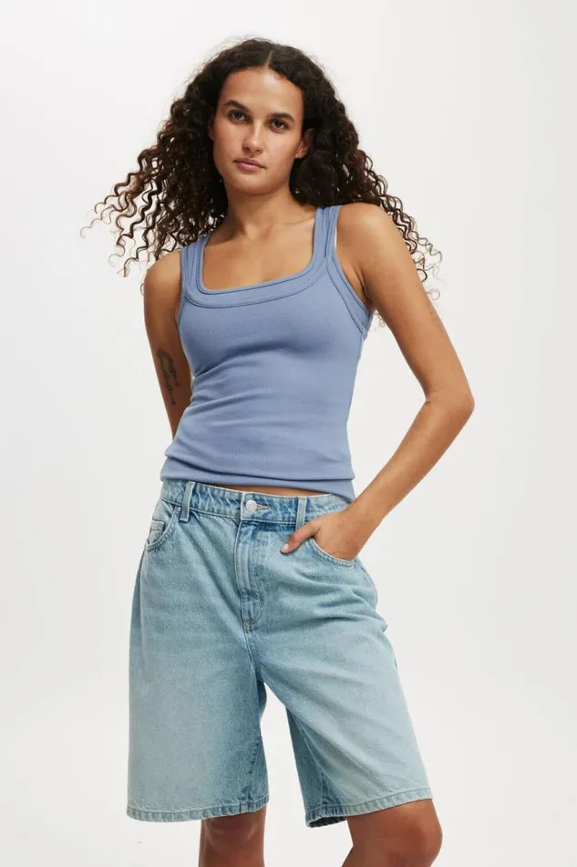 Cotton On Shorts Super Baggy Denim Jort Bells Blue 8211 Women