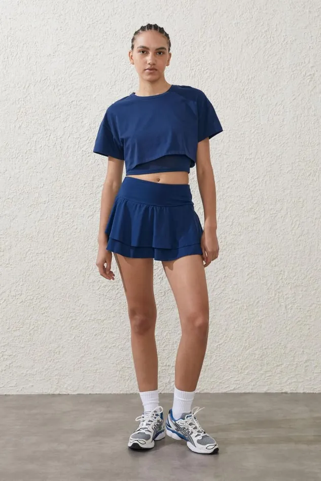 Cotton On Skirts Active Woven Ruffle Hem Skirt Navy Peony 8211 Women